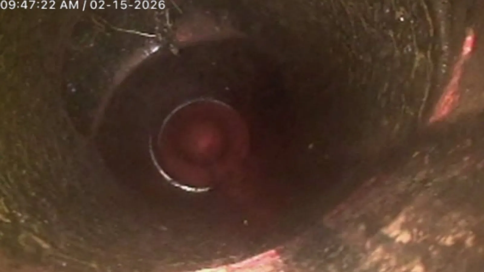 Cleared sewer cleanout after hydro jetting with War Hog jetter at a Burbank property behind the storage shed