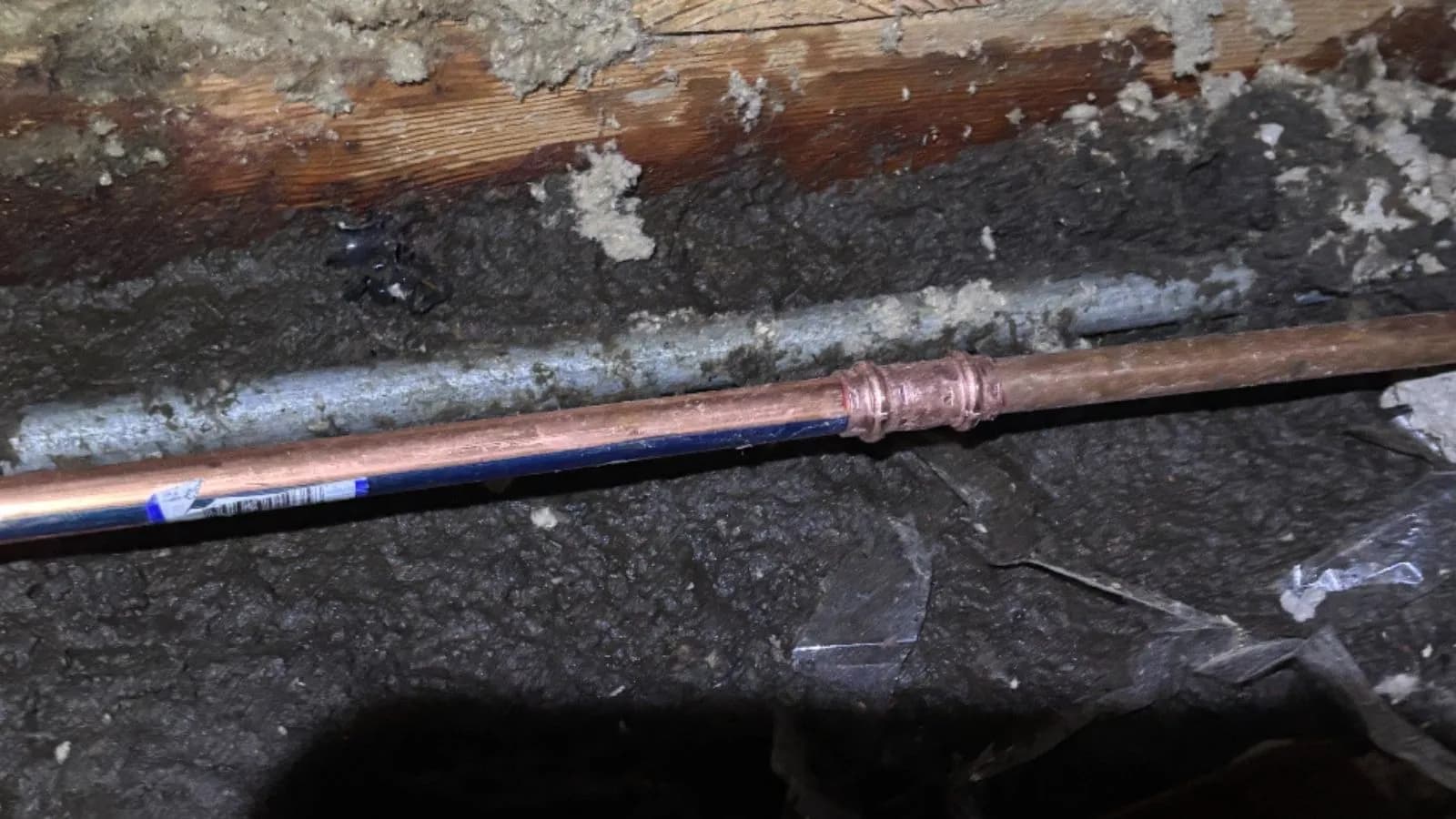 Burbank water line after repair – clean copper installation replacing damaged section
