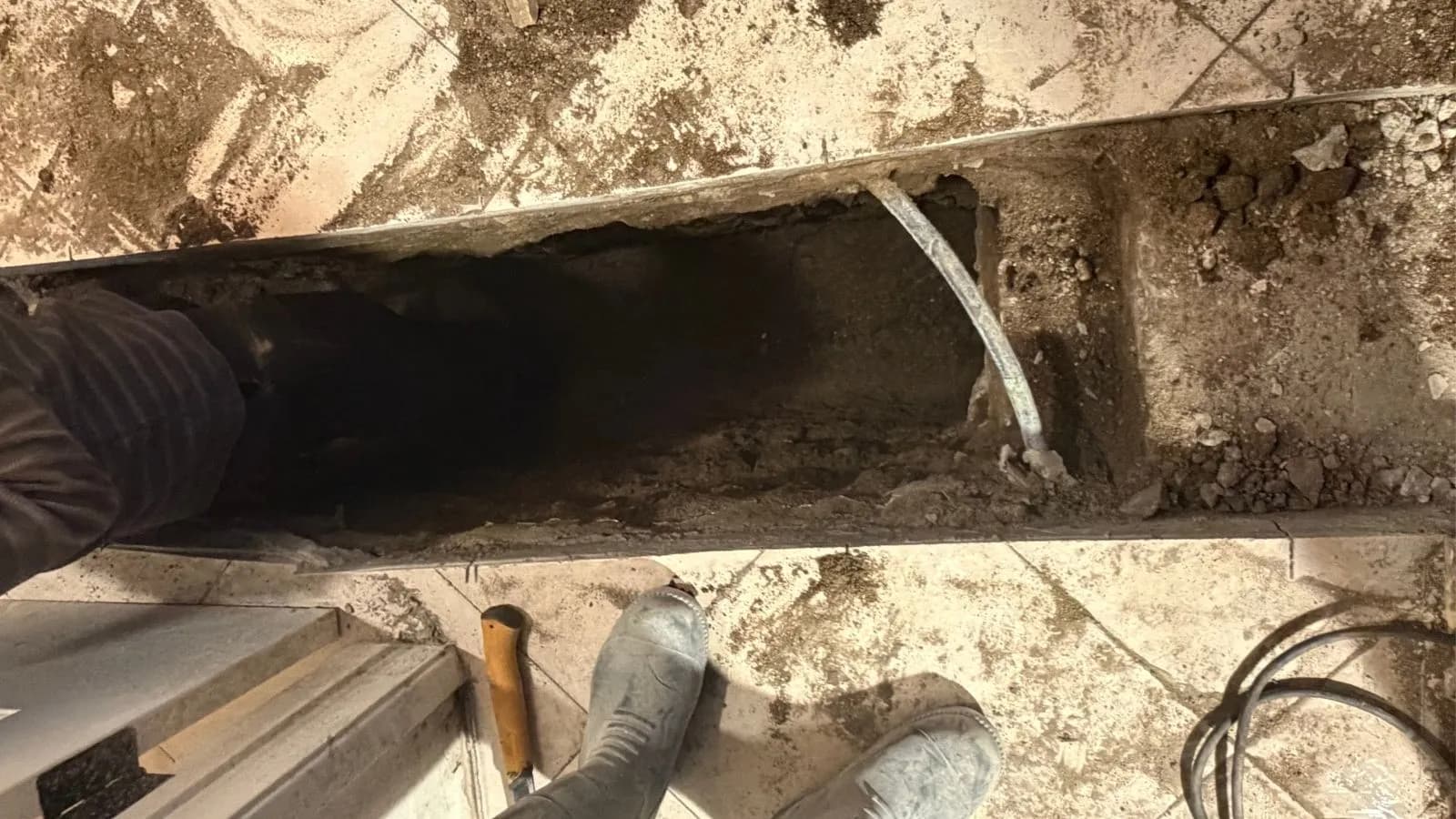 Underground water and sewer line layout for new construction in Glendale Emerald Island