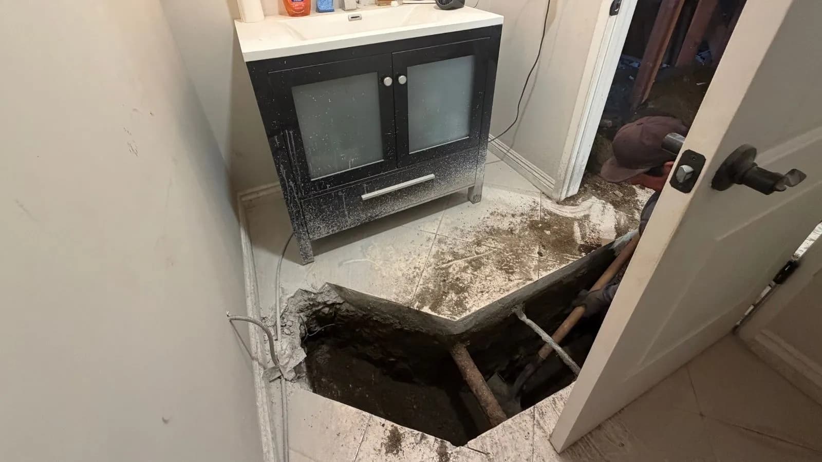 Glendale new construction underground plumbing prior to slab phase