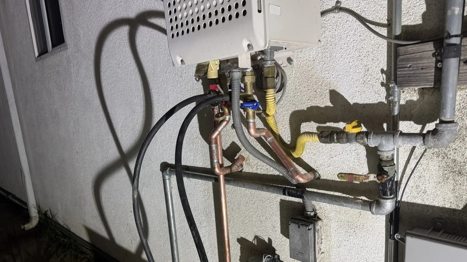 Newly installed tankless service valves allowing system flush in La Cañada near the country club