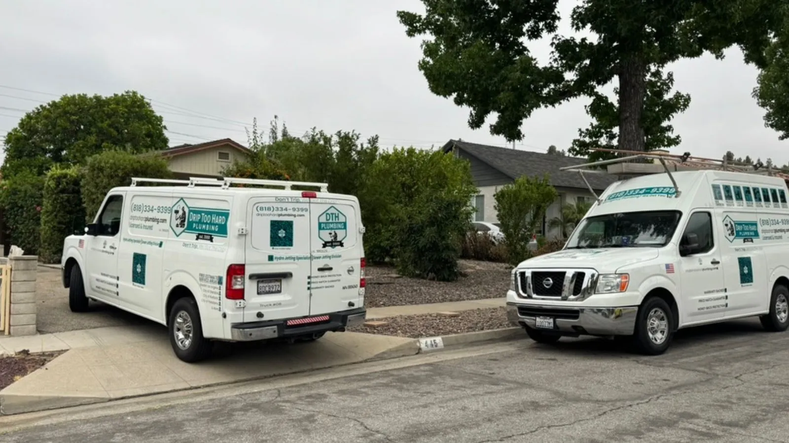 Drip Too Hard Plumbing crew on site during La Crescenta main water service line replacement