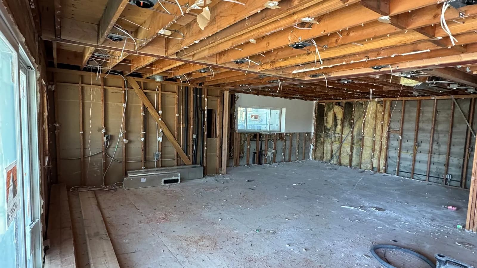 La Crescenta new construction plumbing – ceiling framing with plumbing and electrical rough-in visible