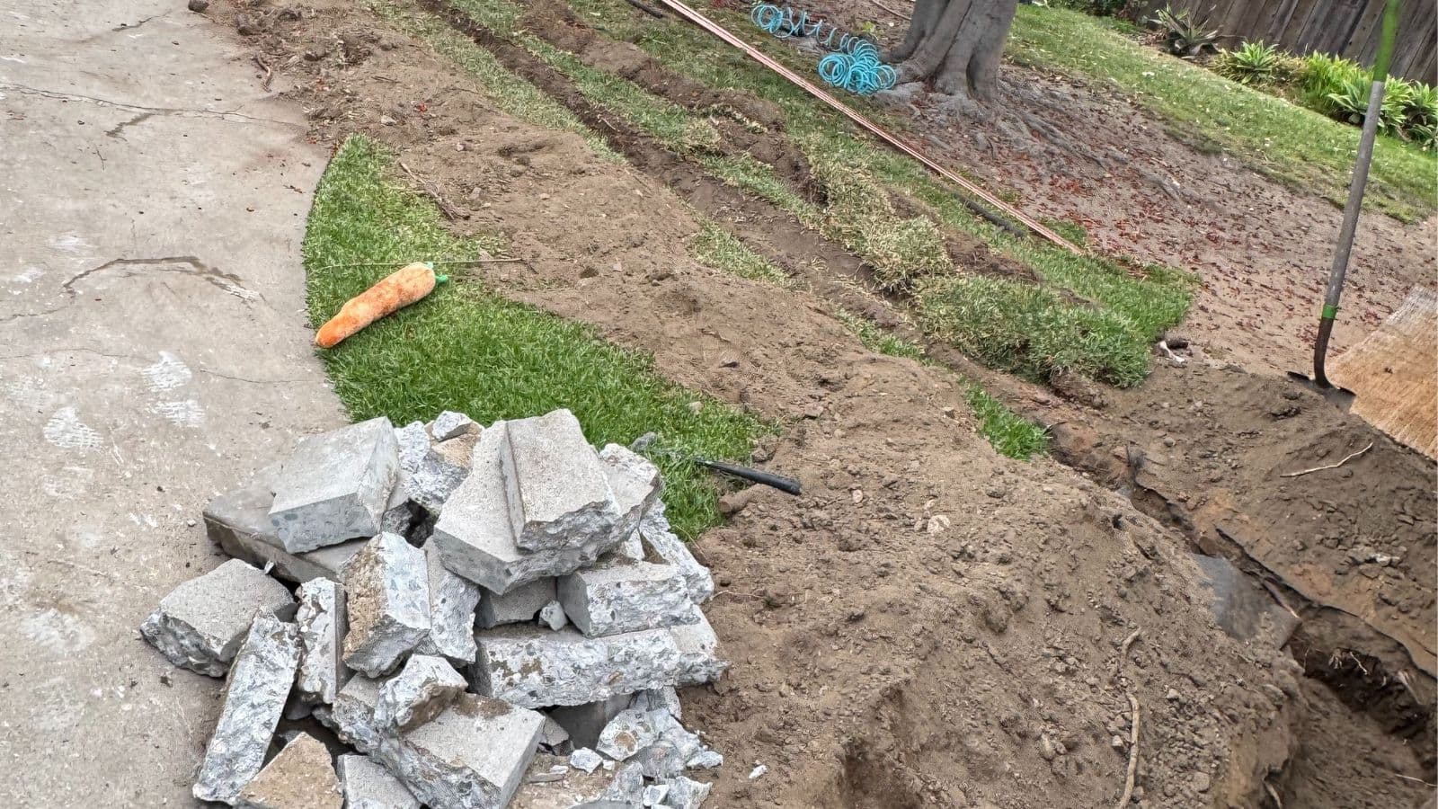 Sewer line repair before in La Crescenta–Montrose