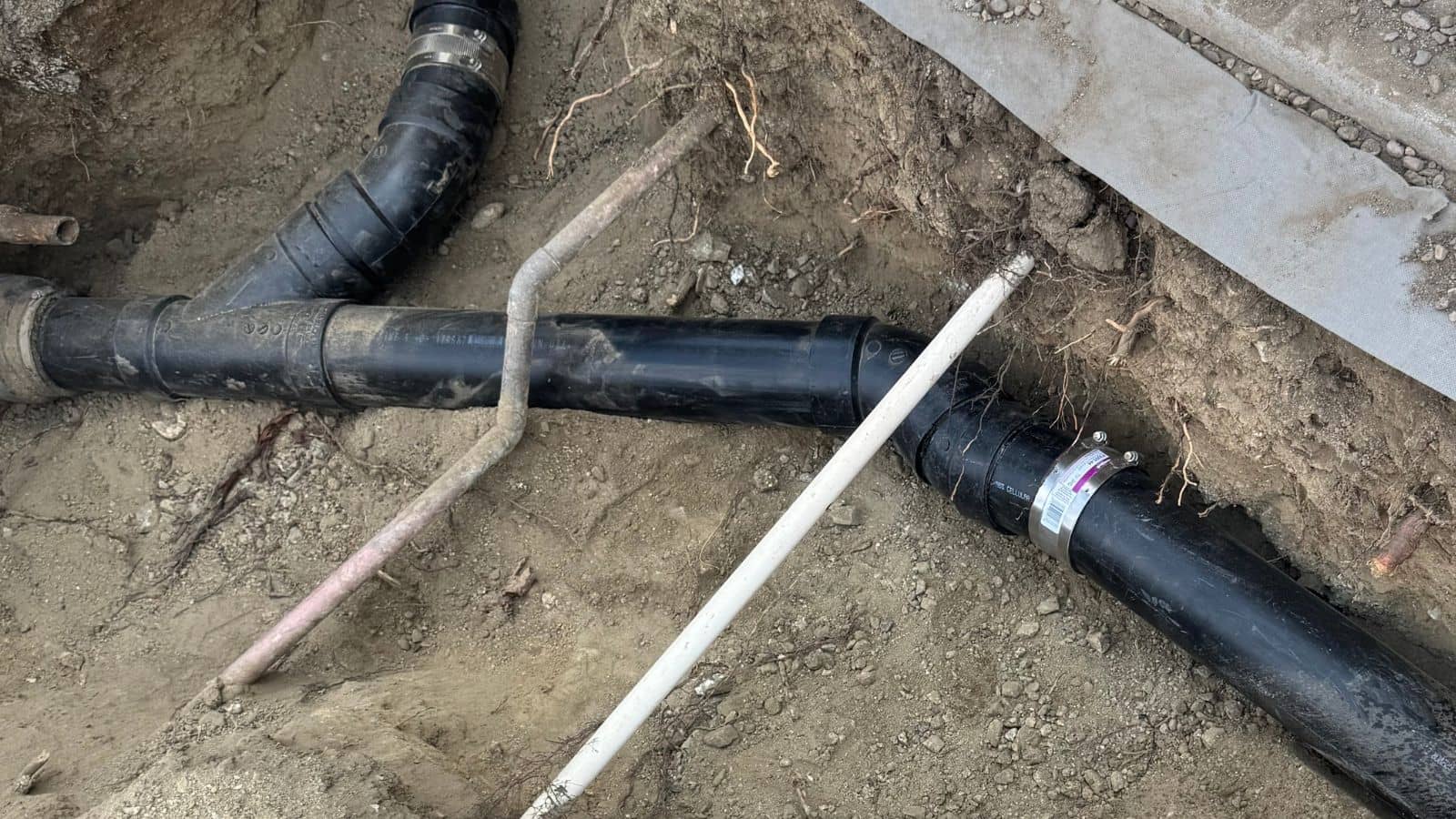 Sewer line repair before at a residential property